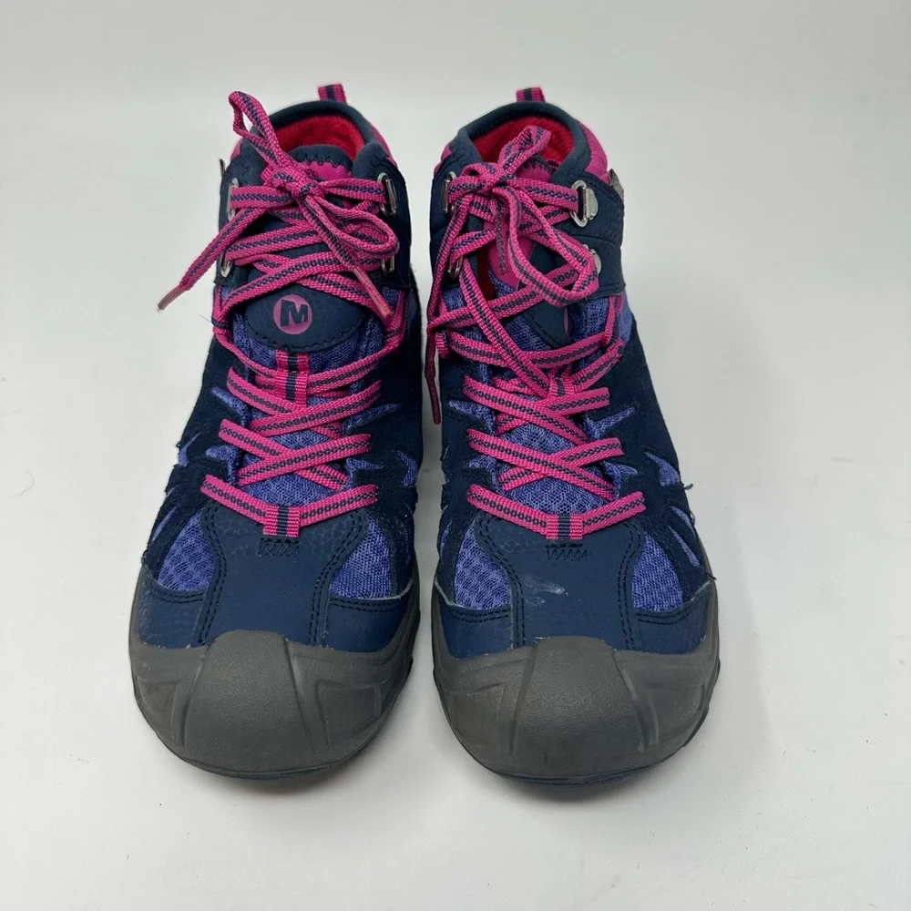 Merrell Navy Pink Purple Kids Waterproof Hiker Boot